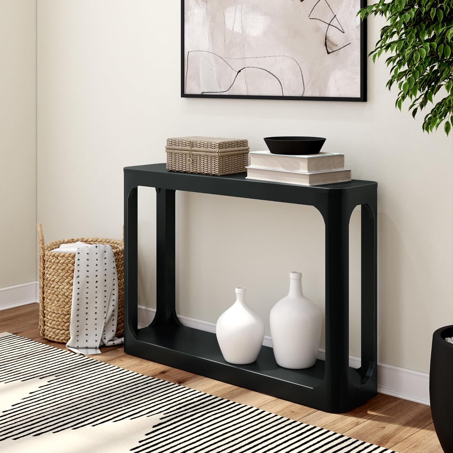 Rounded Edge Console Table in Black - HER Home Design Boutique